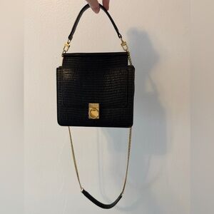 Polene Number Seven Mini Bag in Black Lizard
